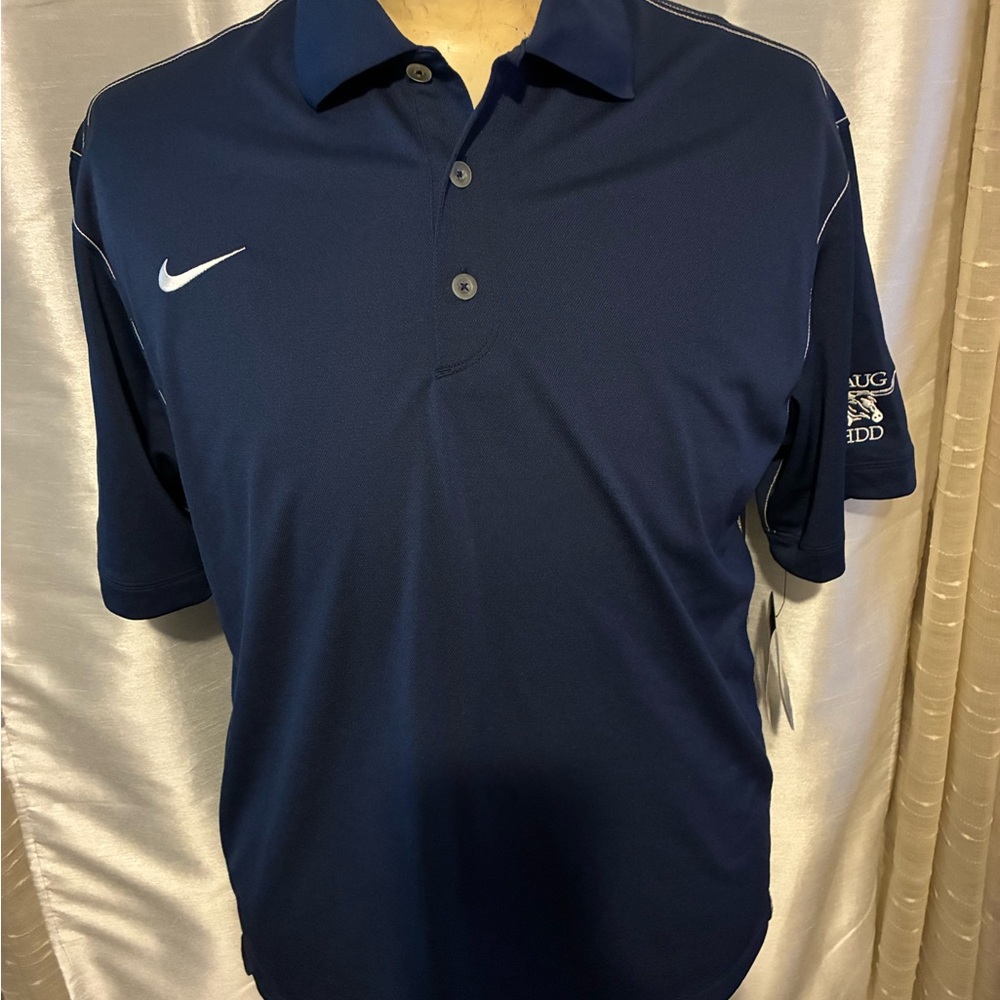 Nike Dri-Fit Men's Dark Blue Golf Polo Shirt w/Custom TAUG HDD Embroidery Sleeve
